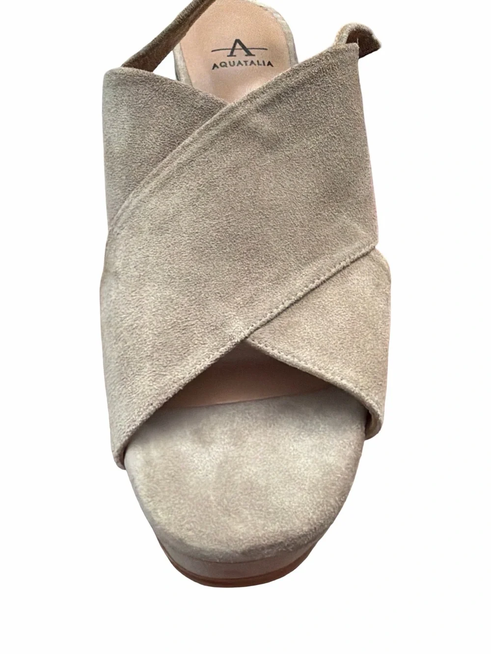 Aquatalia Nadina Taupe Suede Platform Sandal Slingback Heeled Size 9 Medium